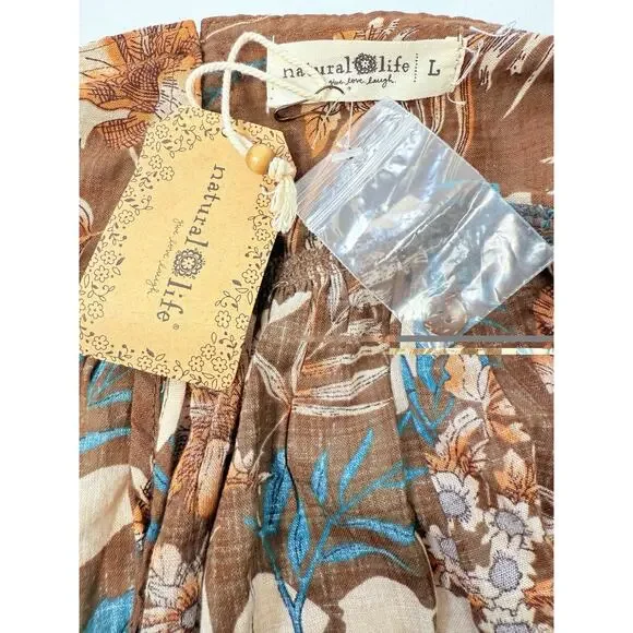 Natural Life Nina Midi Size Large Sleeveless Brown Floral Dress - Picture 5 of 8